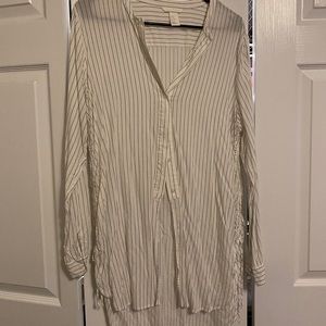 H&M white pinstriped tunic top